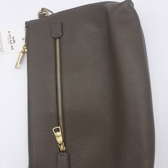 Coach F72399 Wristlet Pouch Bag - Brass/Moss